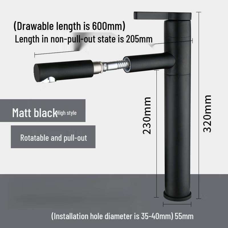 TLXT Deck-Mounted Hot & Cold Pull-Out Bathroom Faucet