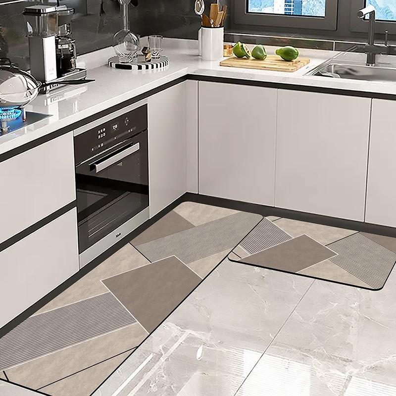 Kitchen Floor Mat Absorbent Long Carpet Quick-drying Diatom Mud Oil-absorbing Non-slip Foot Mats Gray Rug Home Decoration Rugs