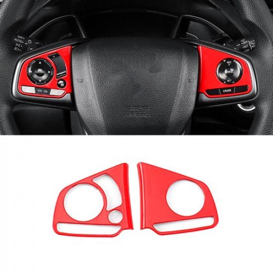 For Honda Civic 10th 2016-2021 DX Bright Red Steering Wheel Switch Button Trim