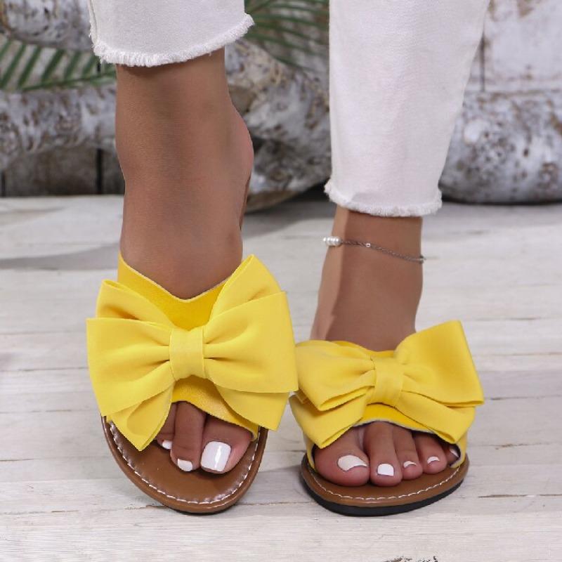 2025 New Women Flats Slippers Summer Bow Tie Sandals Outdoor Shoes for Women Flat Casual Beach Slippers Slides Women