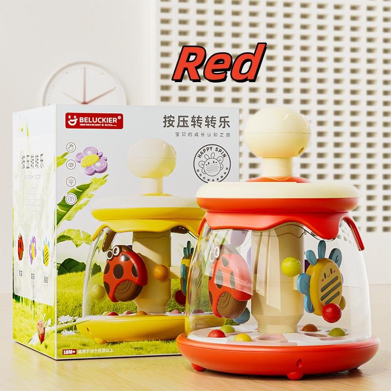 Colorful Insect and Carousel Theme Press-and-Go Toy with Jumping Ball - Early Educational Toddler Toy for Sensory Development