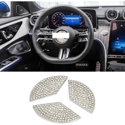 Car Interior Rhinestone Ornament Accessories,Mercedes Car Accessories,Mercedes Accessories,Shiny Car Steering Wheel Diamond Sticker,Compatible with