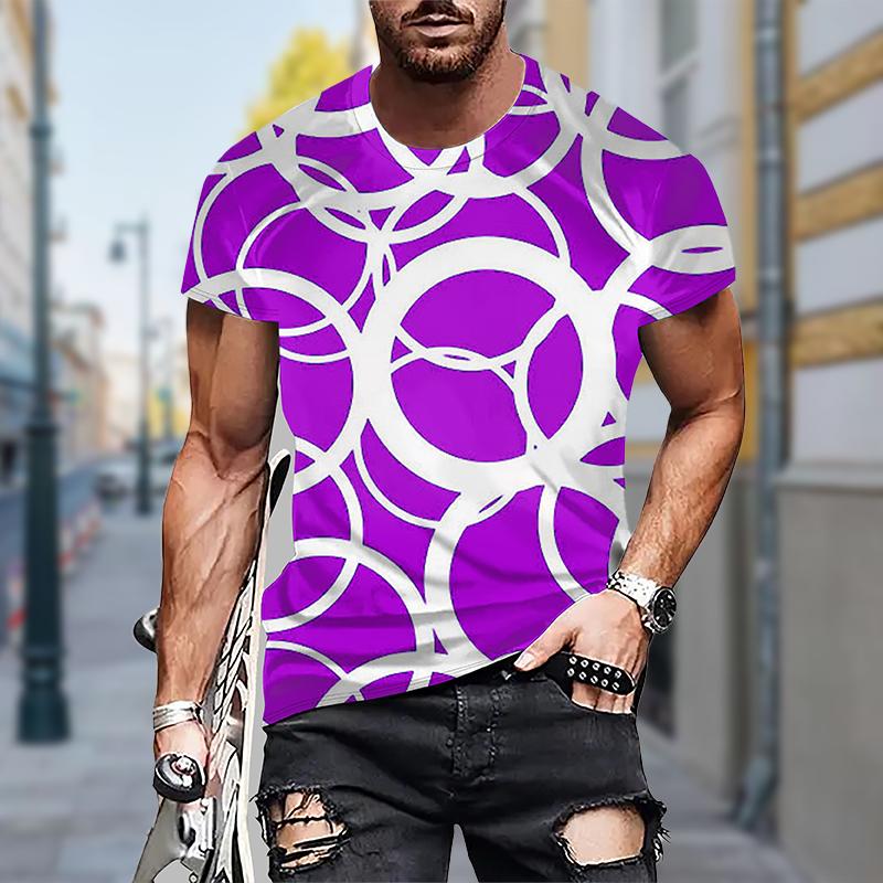 

Новая летняя мужская модная футболка с принтом Personality Circle, мужская футболка, топ 8XL фиолетовый