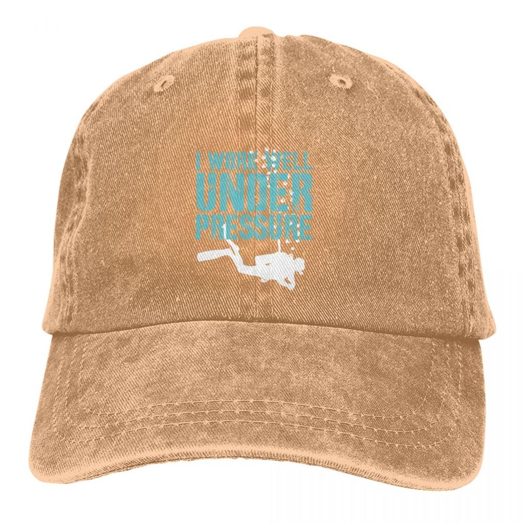 I Work Well Under Pressure Baseball Caps Peaked Cap Dive Scuba Diving Sun Shade Hats for Men