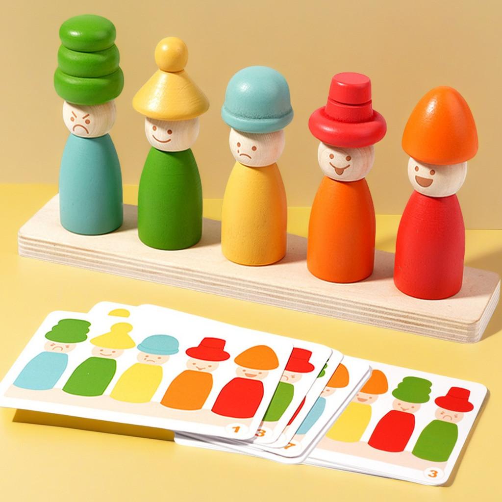 Wooden Childrens Educational Toy With Color And Expression Matching For Early Learning