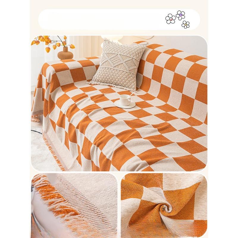 Chessboard Grid Nordic Instagram Style Sofa Cover Cloth Four Seasons Universal Dustproof Double-Sided Can Be Spread Sofa Blanket Cover Towel