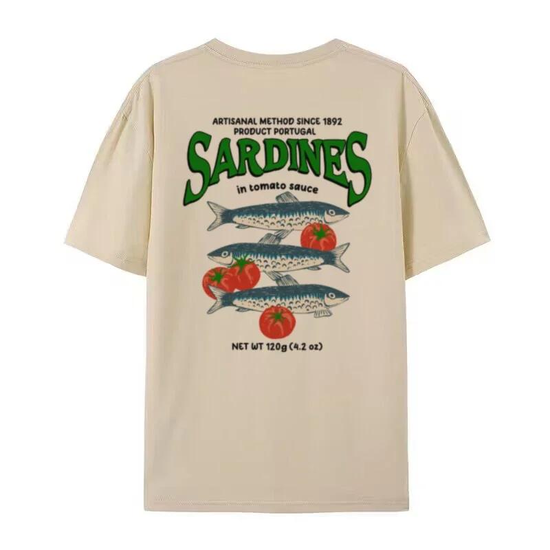 

Retro Portuguese Sardine Graphic Tees Oversized Y2k Streetwear Aesthetic Women TShirt Foodie Shirt Cotton Unisex Vacation Tops 2XL