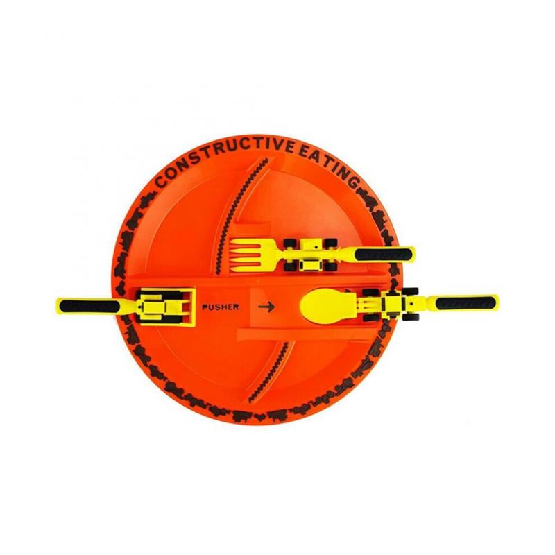 Dinneractive Eating Utensil Set for Kids – Construction Themed Fork and Spoon