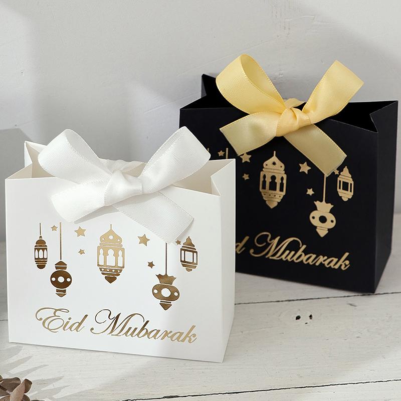 Eid Mubarak Gift Packaging Bags Portable Gift Bag Cookie Box Shopping Bag Birthday Gift Bags Packaging Bag Cake Boxes