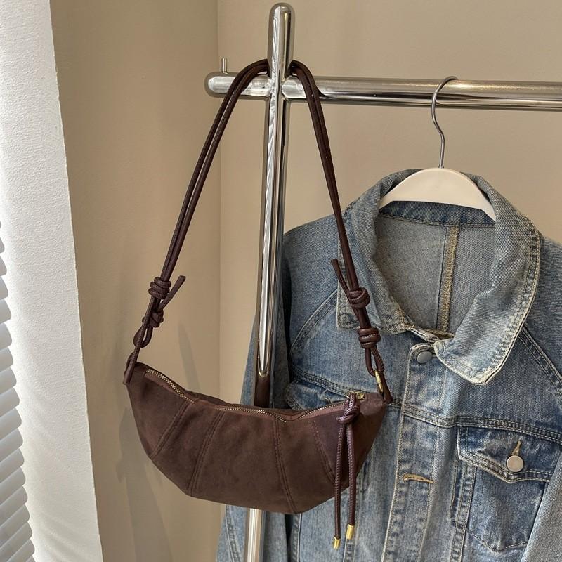 Vintage Aesthetic Horn Bag For Women With Soft Suede Material And Unique Design