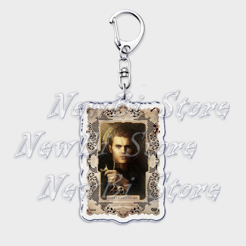 TVD The Vampire Diaries Keychain for Accessories Bag Damon Stefan Salvatore Elena Gilbert Key Chain Keyring Jewelry Fans Gifts