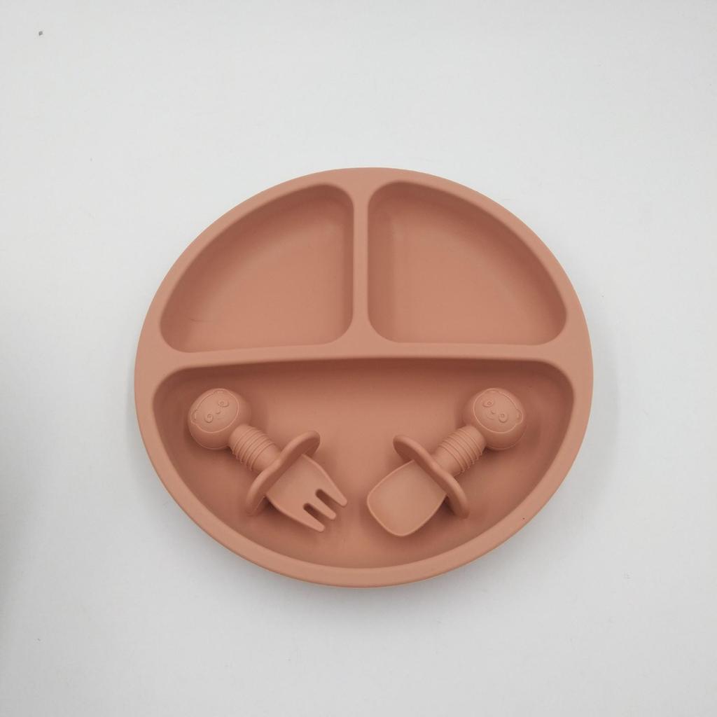 In-Stock Baby Silicone Meal Tray with Suction Cup - Compartmented Tableware