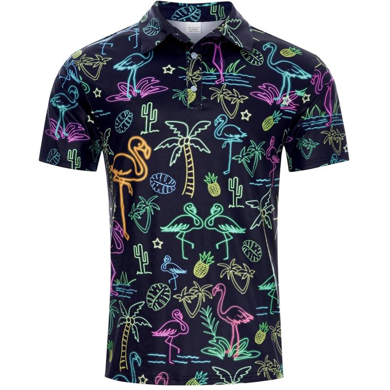 Hawaiian Flower Plants 3D Print Polo Shirts For Men Clothes Harajuku Short Sleeve Cool Button