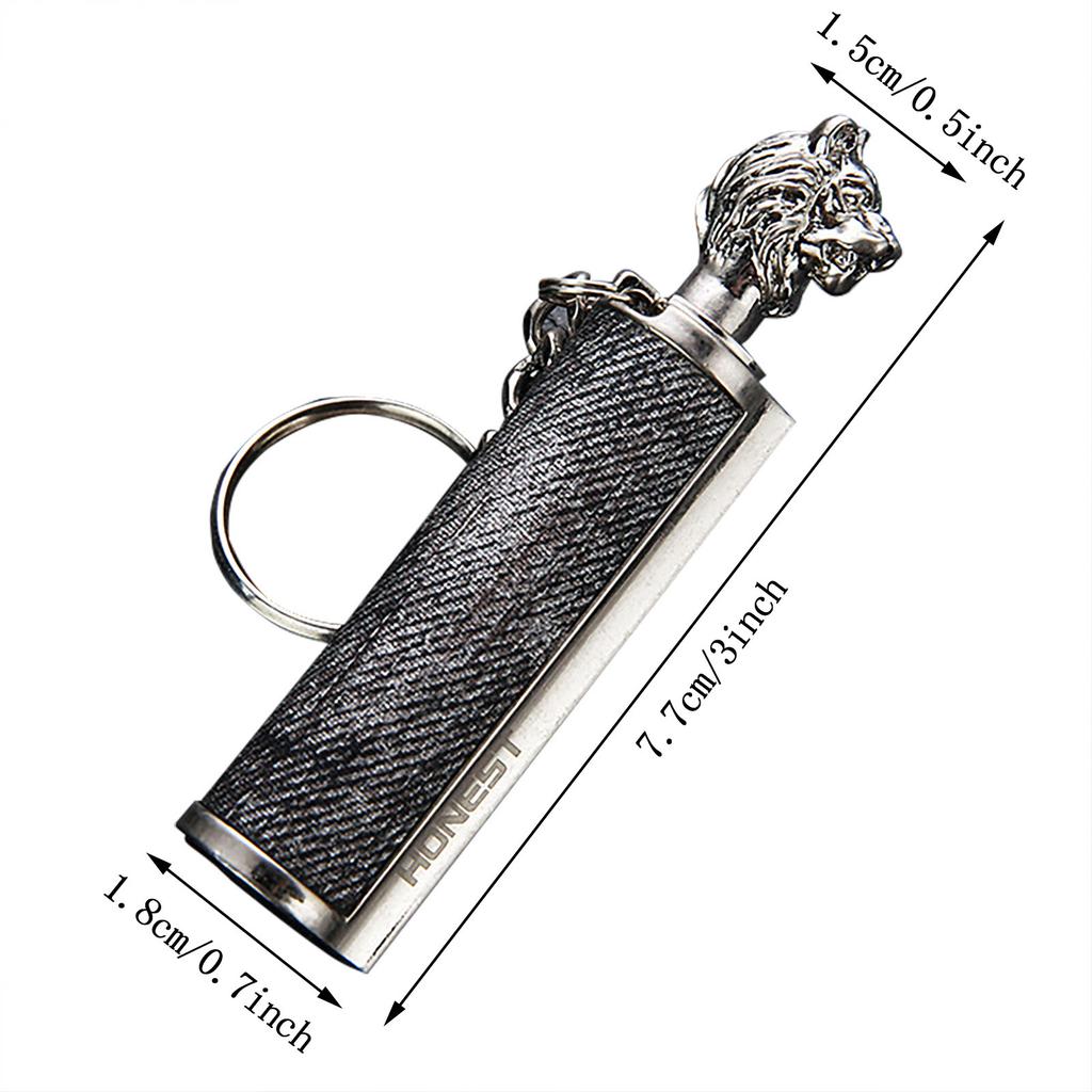 Outdoor Portable Lighter Bottle Keychain With Containing Cotton Core