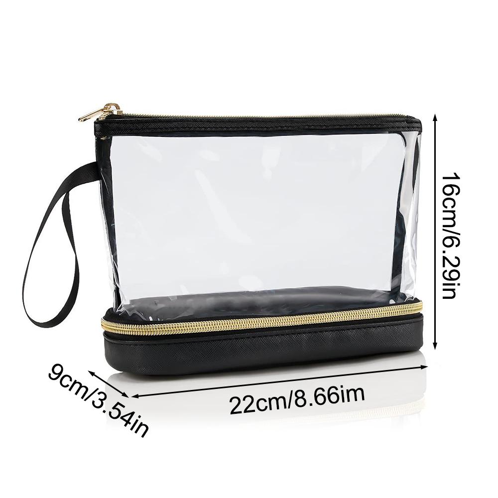 Transparent Storage Bag, Multifunctional Large Capacity Pvc Two-Layer Makeup Bag, Portable Travel Dry Wet Separation Wash Bag