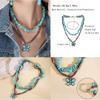 Cactus Multilayer Turquoise Necklace Bead Bohemian Style Clavicle Chain Vacation Beach Choker  Gift