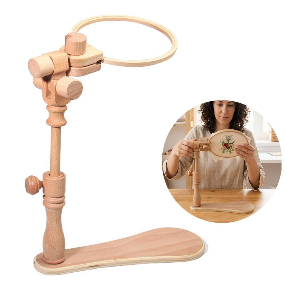 Portable Wood Rotary Hoop Holder Embroidery Holder Cross Stitch Stand Cross Stitch Rack Home Craft
