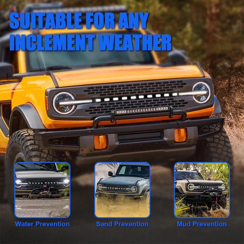 Bronco 2021+ Modification Grille: White/Yellow Line Light Style