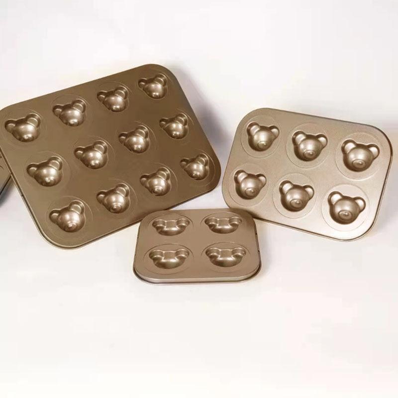 4/6/9/12 Even Bear Mold Baking Mold Pan Non-Stick Diy Cute Candy Cake Mold Tool Decoration Biscuit Candy Mold Baking Accessories
