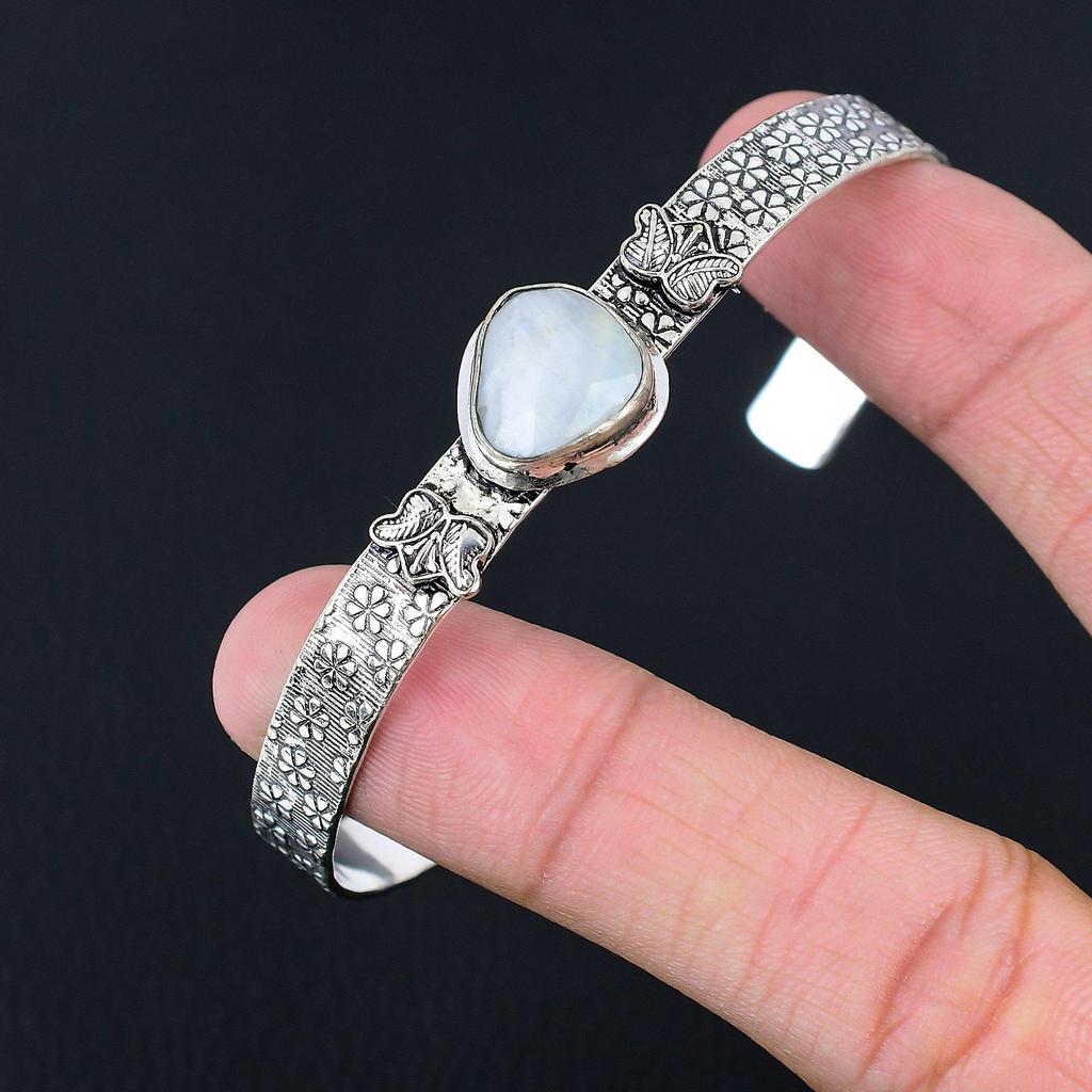 Pear Rainbow Moonstone Stone 925 Silver Anniversary Daughter New Bangle Bracelet