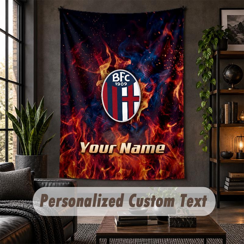 Wall Tapestry Bologna FC Print Custom Name Text Wall Hanging Home Decor