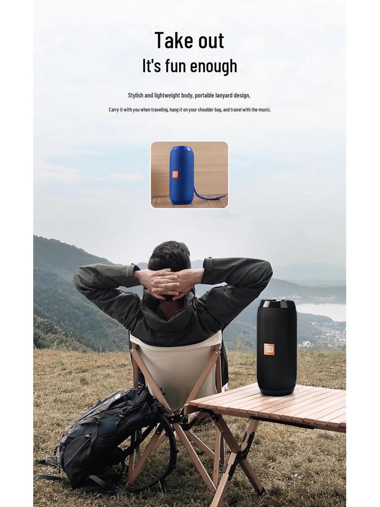 TG117 Tragbarer Stoff-Bluetooth-Lautsprecher mit TWS Wireless Subwoofer