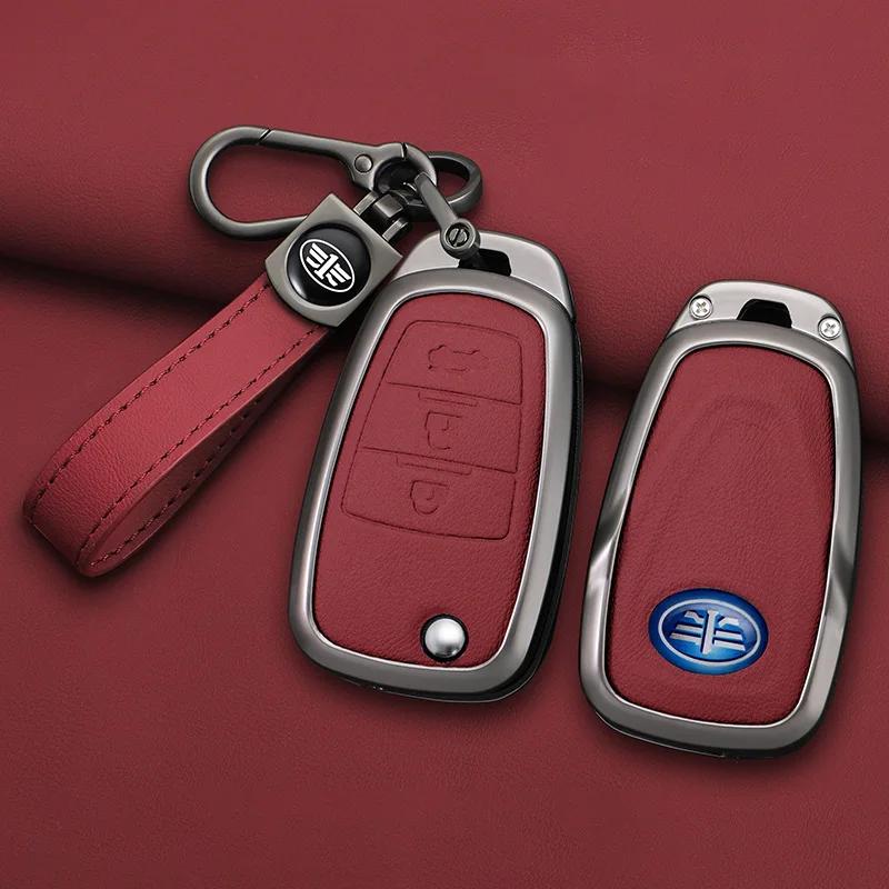 Zinc Alloy Car Key Case 3 Button Flip Keychain Remote Control Fobs Protector Cover Jacket For Faw Besturn X80