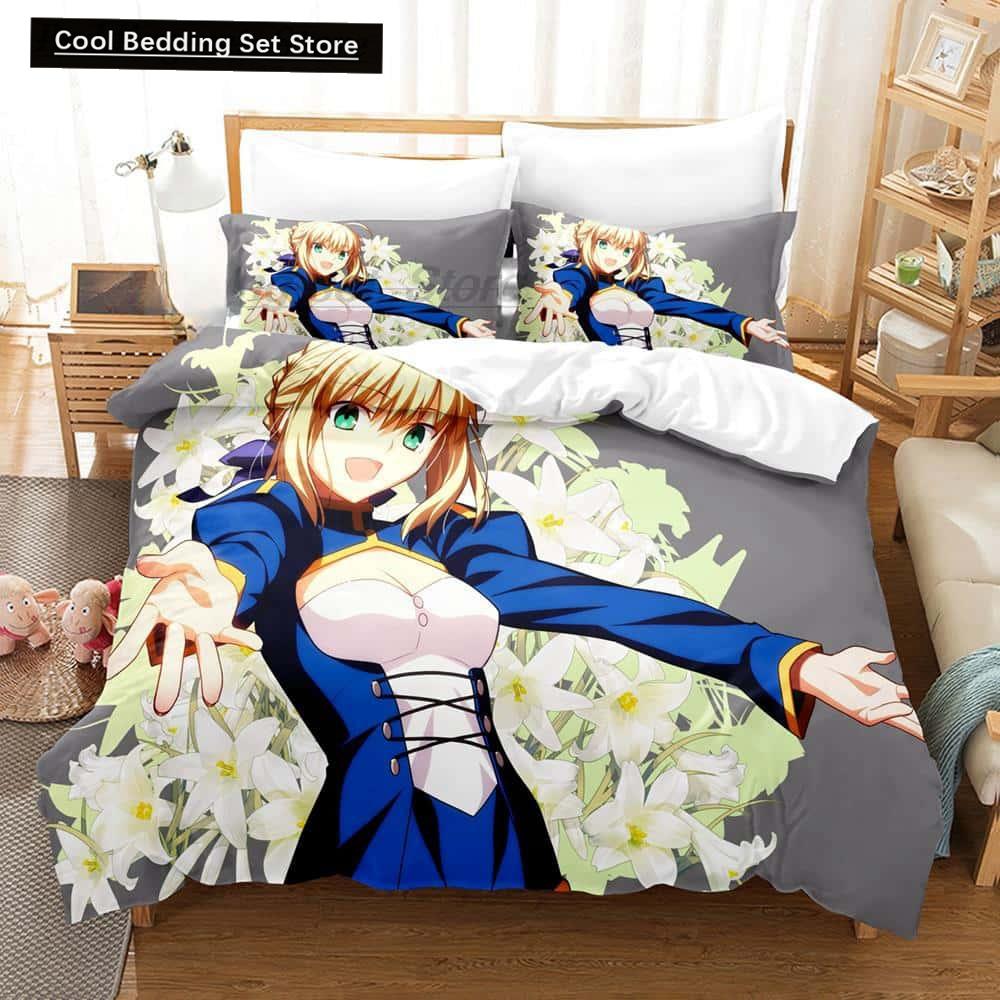 3D Printed Anime Fate/Stay Night Saber Bedding Set Single Twin Full Queen King Size Bed Set Adult Kid Bedroom Duvet Cover Sets