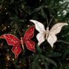 Glitter Butterfly Christmas Flower Simulated Sequins Christmas Tree Decoration Exquisite Flocking Artificial Butterfly Clip