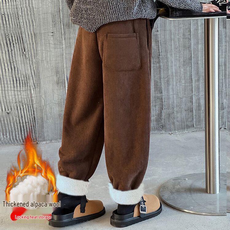 Alpaca Wool Fleece-Lined Children's Winter Pants, 2025 New Style, for Middle and Older Kids.