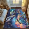 Galaxy Theme Sea Turtle Rug for Kids Bedroom, Animal Print Playroom Carpet, Non-Slip Floor Mat for Children