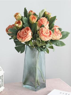 5 Pcs Vintage Artificial Peony Flowers 2 Heads/bundle Beautiful Durable Realistic Non-Fading Fake Peony for Office Wedding Home Table Decoration