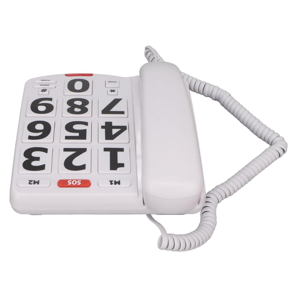Big Button Phone Simple Classic Adjustable Volume Home Landline Phones for Seniors White