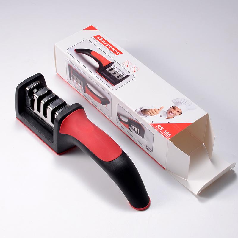 Four-Stage Multifunctional Knife Sharpener with Stone Rod for Household Use