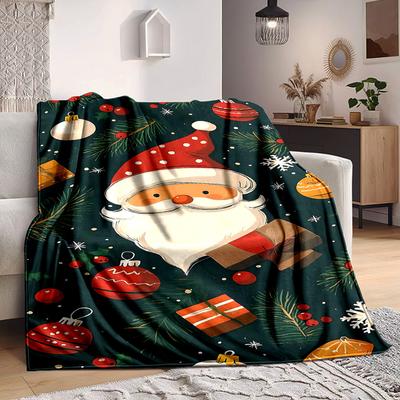 1pc Christmas Santa Blanket, Lightweight Flannel Throw Blanket for Sofa, Bed, Travel, Camping, Living Room, Office, Couch, Chair, A0922072