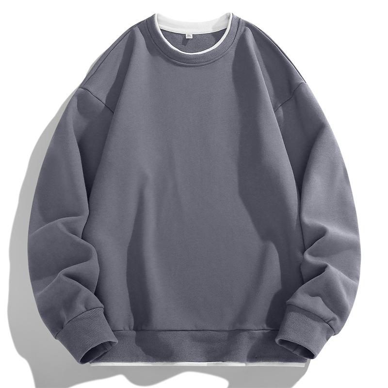 

2026 Spring Men O-Neck Basic Hoodies Male Casual Loose Harajuku Hoodles Sweatshirts Tops Solid Color Streetwear Pullovers M серый