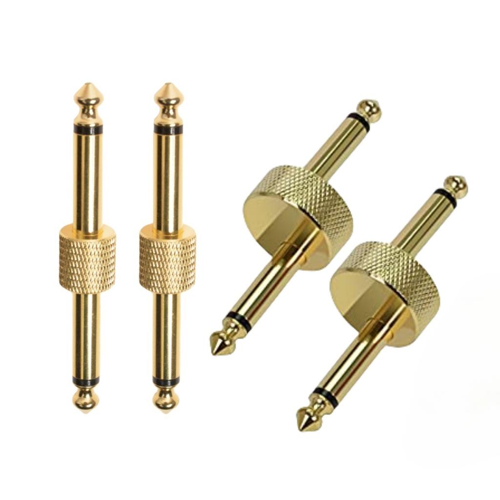 4PCS Guitar Pedal Connector Straight/Z-Type 6.35mm Pedals Coupler Pedal  to Pedal Connector, TS Copper Male for Guitar Pedal