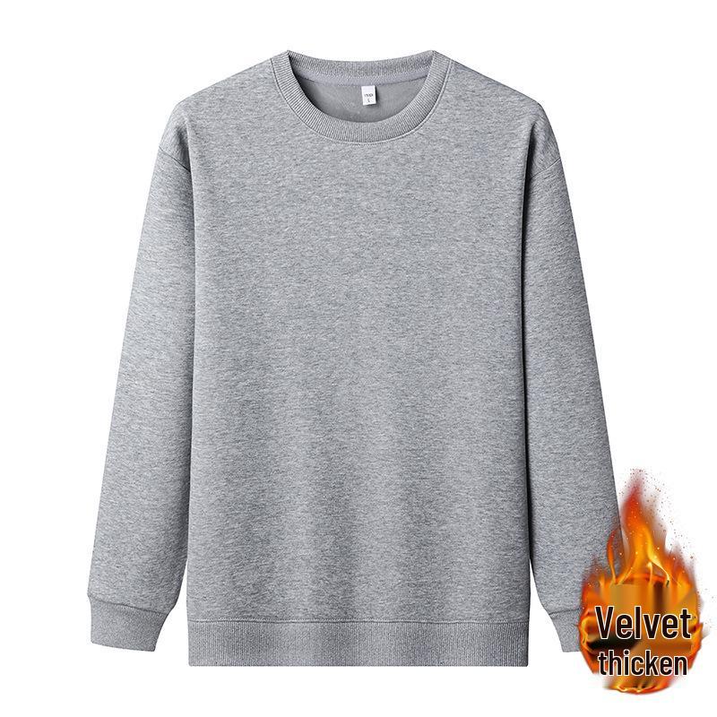 Herren Hong Kong Stil Silberfuchs Fleece Rundhals Sweatshirt - Locker sitzendes vielseitiges Oberteil für Paare