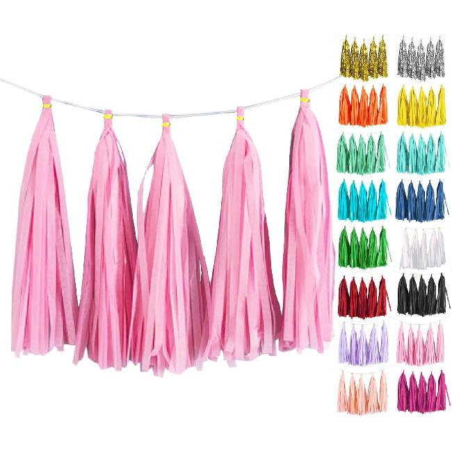 White Tassel Garland 20 Pcs, Tissue Paper Tassels Garland Banner for Party Birthday Wedding Decoration Baby Shower Table Decor