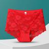 Plus Size Lady Summer Sexy Lace Hollow Out Transparent Without Mark Lift Hip High Waist Triangle Briefs