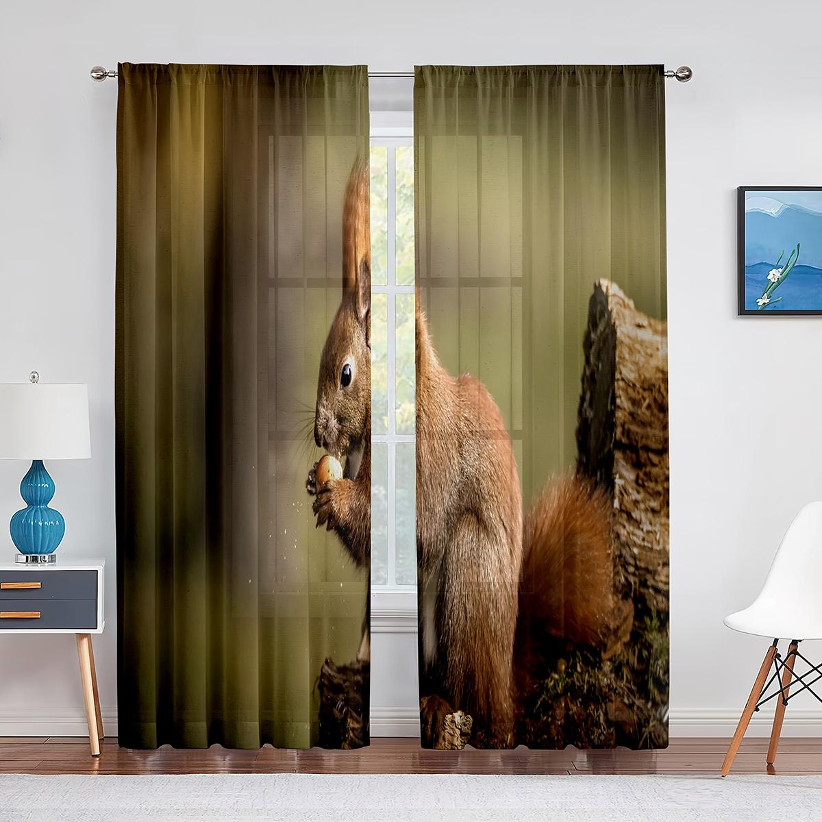 Тюлевые шторы-вуали с изображением маленьких животных — фото 3