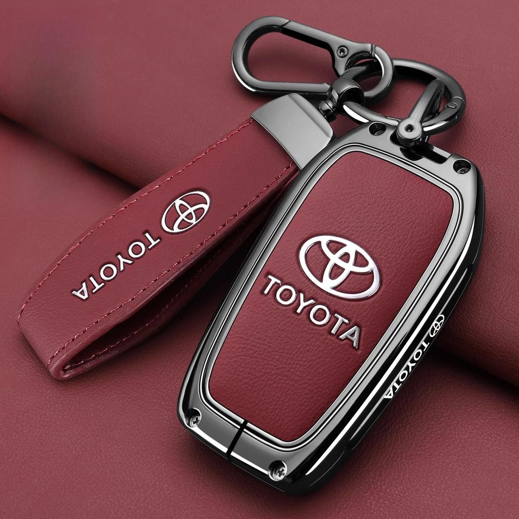 Leather Zinc Alloy Car Key Case for Toyota Corolla Hybrid 2021 Rav4 Land Cruiser Prado Camry Highlander Prius C-HR 2018+