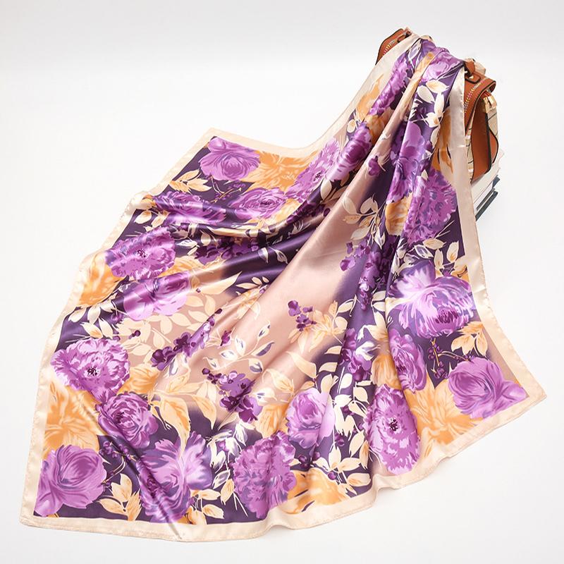 90X90CM Square Women Scarves Silk Office Ladies Hair Neck Bandanna Headband Foulard Headcloth Muslim Headscarf Female Muffler