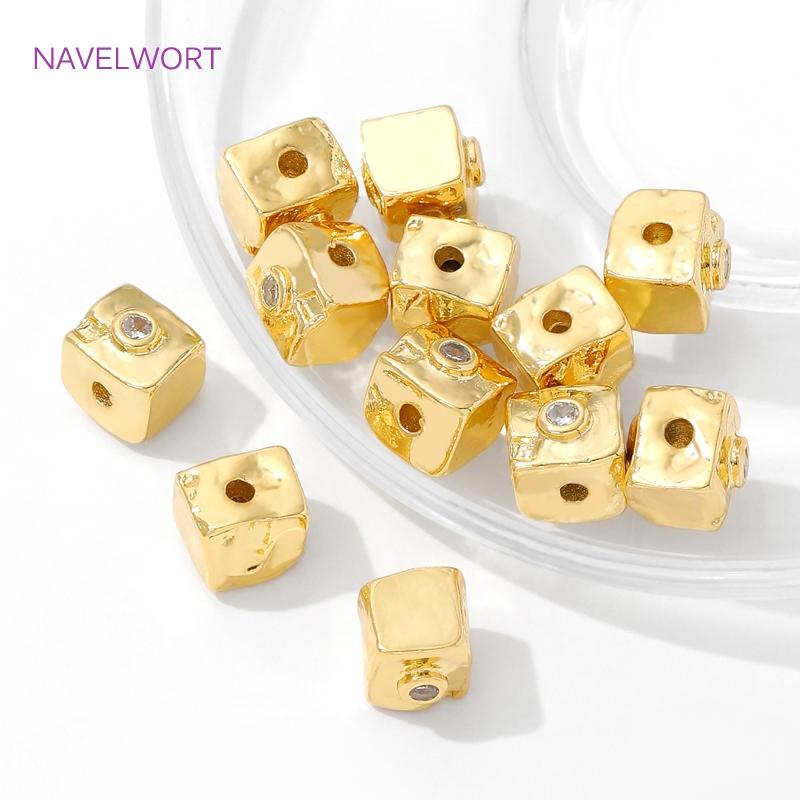18K Gold Plated Square with Zircon Spacer Beads For Bracelet Making,Beads Separators,DIY Jewelry Making,Accessories For Jewelry