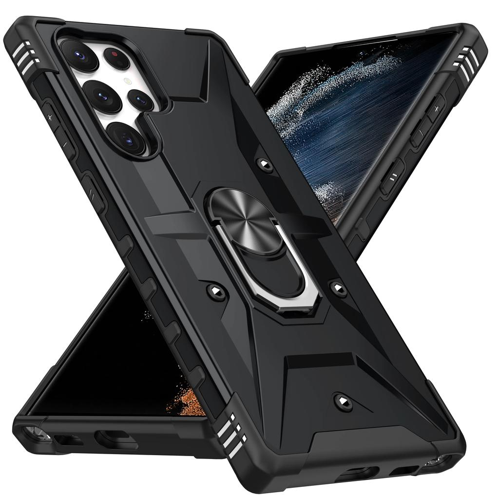 For Samsung Galaxy S22 S23 S24 S25 Ultra Plus A14 A34 A54 A15 5G Shockproof Heavy Duty Armor Phone Case Cover Ring Kickstand