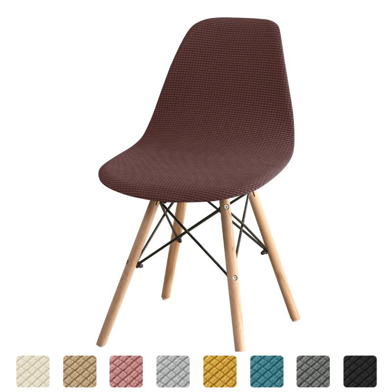 1PC Polar Fleece Shell Chair Covers Curved Dining Seat Covers Stretch Armless Chair Slipcovers for Office Hotel Party Home Decor