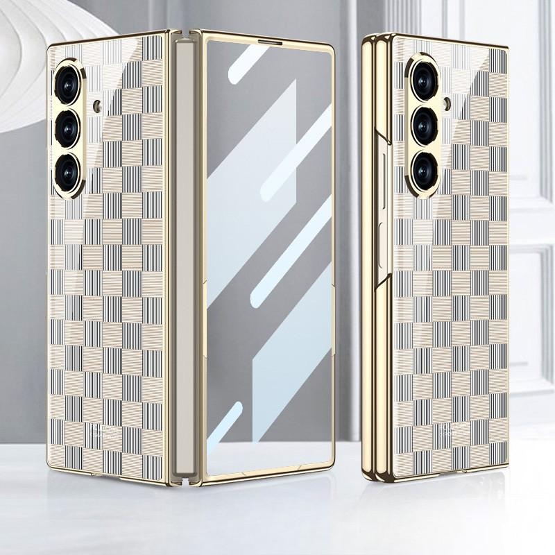 Für Samsung Z Fold 7 Handy Galvanisiertes Voll Schachbrettmuster Handyhülle