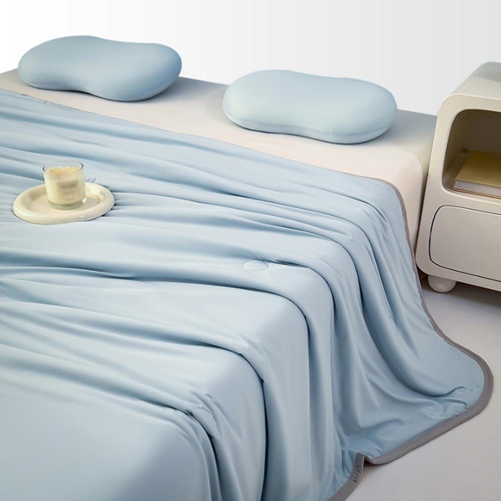 Cold Feeling Quilt Solid Color Lightweight Cooling Quilts Multi-Function Breathable Bedroom Blanket for Home Office