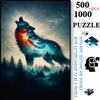 500 to 1000pcs, Handmade Puzzles, Paper Puzzles, Puzzles, Made of White Cardboard, (Starry Wolf Shadow, Forest Moonlit Night, Brilliant Galaxy) White