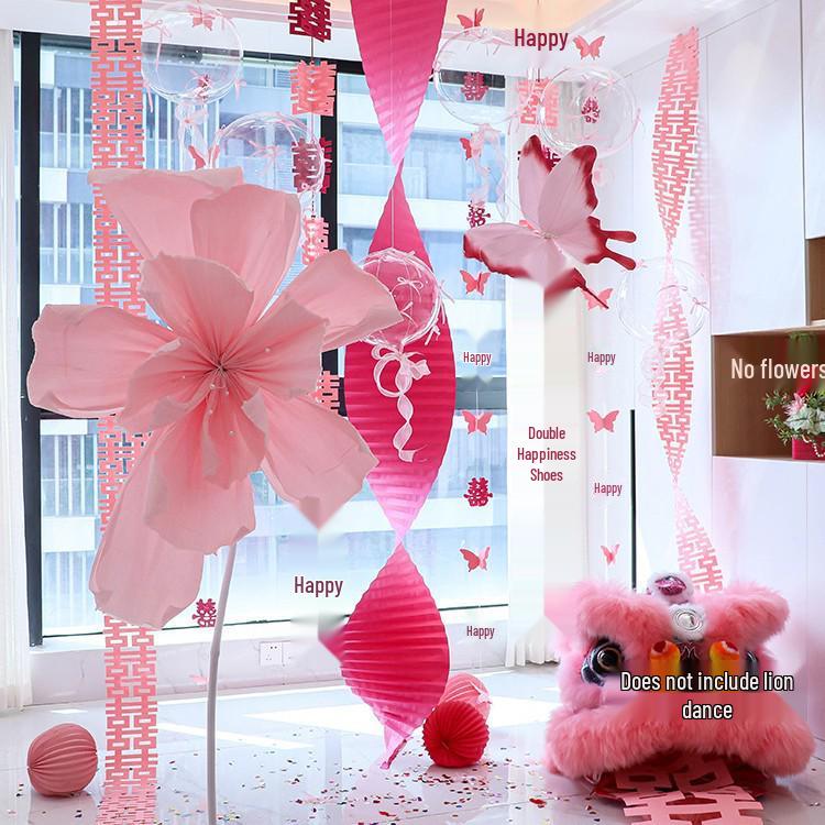 Double Happiness Red Koi Wedding Ornament - Chinese Style Paper Cut Decoration Set for Engagements and Windows
